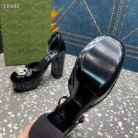 Gucci Women GG Platform Pump Double G Black Patent Leather Crystals High Heel (2)