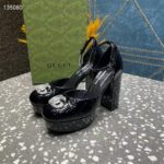 Gucci Women GG Platform Pump Double G Black Patent Leather Crystals High Heel – Bild 7