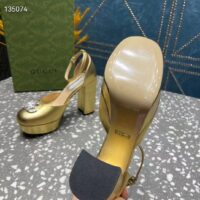 Gucci Women GG Platform Pump Double G Metallic Gold Patent Leather Crystals High Heel (8)