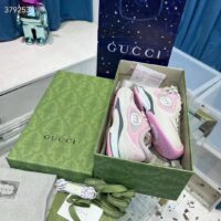 Gucci Women GG Run Sneaker Ivory Pink Suede Interlocking G Bi-Color Rubber Lace-Up Low-Heel (3)