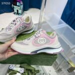 Gucci Women GG Run Sneaker Ivory Pink Suede Interlocking G Bi-Color Rubber Lace-Up Low-Heel - Image 7