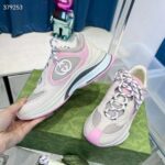 Gucci Women GG Run Sneaker Ivory Pink Suede Interlocking G Bi-Color Rubber Lace-Up Low-Heel - Image 8
