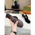 Gucci Women GG Thong Sandal Horsebit Black Leather Interlocking G Mid-Heel - Image 9