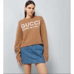 Gucci Women GG Wool Top Gucci Intarsia Camel Wool Crewneck Dropped Shoulder Long Sleeves Rib - Bild 11