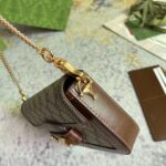 Gucci Women Horsebit 1955 Shoulder Bag Beige Ebony GG Supreme Canvas Brown Leather - Image 8