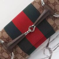 Gucci Women Horsebit Chain Medium Shoulder Bag Beige Ebony Original GG Canvas (10)