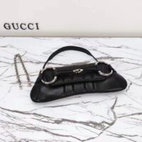 Gucci Women Horsebit Chain Medium Shoulder Bag Black Quilted Leather Maxi Horsebit (5)