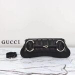 Gucci Women Horsebit Chain Medium Shoulder Bag Black Quilted Leather Maxi Horsebit - Image 2