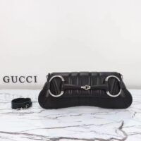 Gucci Women Horsebit Chain Medium Shoulder Bag Black Quilted Leather Maxi Horsebit (5)