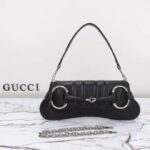 Gucci Women Horsebit Chain Medium Shoulder Bag Black Quilted Leather Maxi Horsebit - Image 3