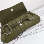 Gucci Women Horsebit Chain Medium Shoulder Bag Green Quilted Leather Maxi Horsebit - Image 6