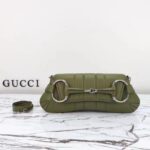 Gucci Women Horsebit Chain Medium Shoulder Bag Green Quilted Leather Maxi Horsebit - Image 2