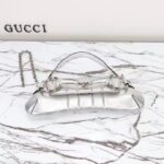 Gucci Women Horsebit Chain Medium Shoulder Bag Silver Metallic Quilted Leather Maxi Horsebit - Image 5