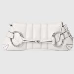 Gucci Women Horsebit Chain Medium Shoulder Bag White Quilted Leather Maxi Horsebit
