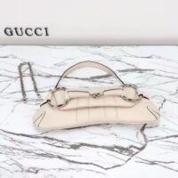 Gucci Women Horsebit Chain Medium Shoulder Bag White Quilted Leather Maxi Horsebit (1)