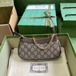 Gucci Women Ophidia Mini Bag Beige Ebony GG Supreme Canvas Double G Top Zip Closure - immagine 4