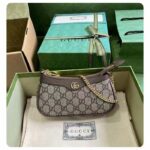 Gucci Women Ophidia Mini Bag Beige Ebony GG Supreme Canvas Double G Top Zip Closure - immagine 3