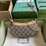 Gucci Women Ophidia Mini Bag Beige Ebony GG Supreme Canvas Metallic Gold Leather Double G - Image 3