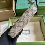 Gucci Women Ophidia Mini Bag Beige Ebony GG Supreme Canvas Metallic Gold Leather Double G - Image 6