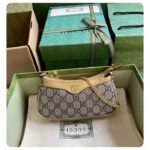 Gucci Women Ophidia Mini Bag Beige Ebony GG Supreme Canvas Metallic Gold Leather Double G - Image 2
