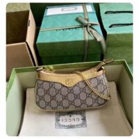 Gucci Women Ophidia Mini Bag Beige Ebony GG Supreme Canvas Metallic Gold Leather Double G (1)