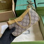 Gucci Women Ophidia Mini Bag Beige Ebony GG Supreme Canvas Metallic Gold Leather Double G - Image 4