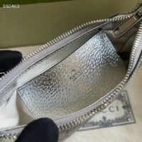 Gucci Women Ophidia Mini Bag Beige Ebony GG Supreme Canvas Metallic Silver Leather Double G (5)