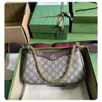 Gucci Women Ophidia Small Handbag Beige Ebony GG Supreme Canvas Double G Zip Closure (8)