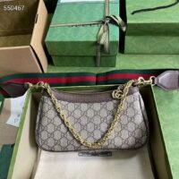 Gucci Women Ophidia Small Handbag Beige Ebony GG Supreme Canvas Double G Zip Closure (8)