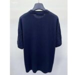 Louis Vuitton LV Men Short-Sleeved Cotton Crewneck Regular Fit Embossed Jacquard Monogram Navy Blue - Imagen 3