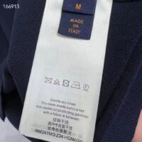 Louis Vuitton LV Men Short-Sleeved Cotton Crewneck Regular Fit Embossed Jacquard Monogram Navy Blue (5)