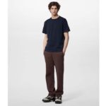 Louis Vuitton LV Men Short-Sleeved Cotton Crewneck Regular Fit Embossed Jacquard Monogram Navy Blue - Imagen 10