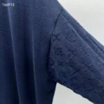 Louis Vuitton LV Men Short-Sleeved Cotton Crewneck Regular Fit Embossed Jacquard Monogram Navy Blue - Imagen 8