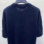 Louis Vuitton LV Men Short-Sleeved Cotton Crewneck Regular Fit Embossed Jacquard Monogram Navy Blue - Imagen 7