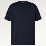 Louis Vuitton LV Men Short-Sleeved Cotton Crewneck Regular Fit Embossed Jacquard Monogram Navy Blue