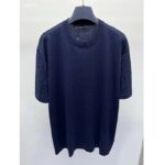 Louis Vuitton LV Women Short-Sleeved Cotton Crewneck Regular Fit Embossed Jacquard Monogram Navy Blue - Image 5