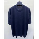 Louis Vuitton LV Men Short-Sleeved Cotton Crewneck Regular Fit Embossed Jacquard Monogram Navy Blue - Imagen 2