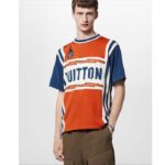 Louis Vuitton LV Men Short-Sleeved Cotton T-Shirt Orange Regular Fit Vuitton Jacquard Signature - Image 14