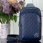 Louis Vuitton LV Unisex Avenue Slingbag Blue Sapphire Damier Infini Cowhide Leather Graphite Coated Canvas – Image 2