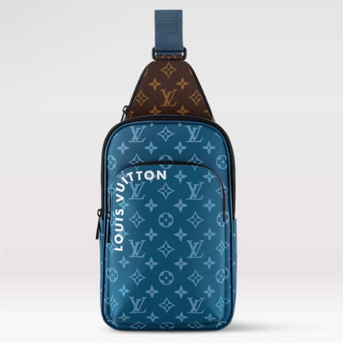 Louis Vuitton LV Unisex Avenue Slingbag NM Atlantic Blue Monogram Coated Canvas