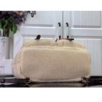 Louis Vuitton LV Unisex Backpack Cream Brown Shearling Monogram-Canvas Textile Lining - Image 9