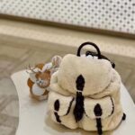 Louis Vuitton LV Unisex Backpack Cream Brown Shearling Monogram-Canvas Textile Lining - Image 4