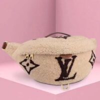 Louis Vuitton LV Unisex Bumbag Cream Brown Shearling Cowhide-Leather Textile Lining (5)