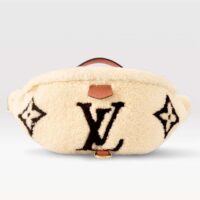 Louis Vuitton LV Unisex Bumbag Cream Brown Shearling Cowhide-Leather Textile Lining (5)