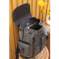 Louis Vuitton LV Unisex Christopher PM Damier Graphite Canvas Grey Body Flap Opening (3)