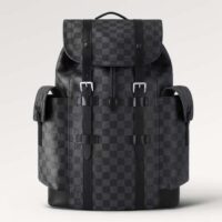 Louis Vuitton LV Unisex Christopher PM Damier Graphite Canvas Grey Body Flap Opening (3)