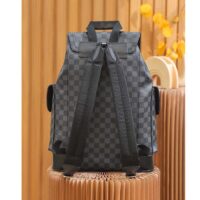 Louis Vuitton LV Unisex Christopher PM Damier Graphite Canvas Grey Body Flap Opening (3)