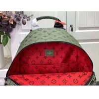 Louis Vuitton LV Unisex Discovery Backpack PM Khaki Green Vermillion Red Monogram Coated Canvas