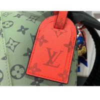 Louis Vuitton LV Unisex Discovery Backpack PM Khaki Green Vermillion Red Monogram Coated Canvas