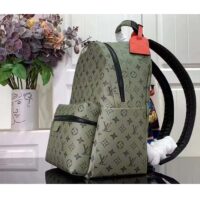 Louis Vuitton LV Unisex Discovery Backpack PM Khaki Green Vermillion Red Monogram Coated Canvas